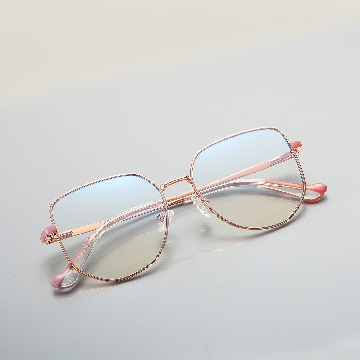 Gray | Geometric/Pink/Metal - Eyeglasses | ELKLOOK