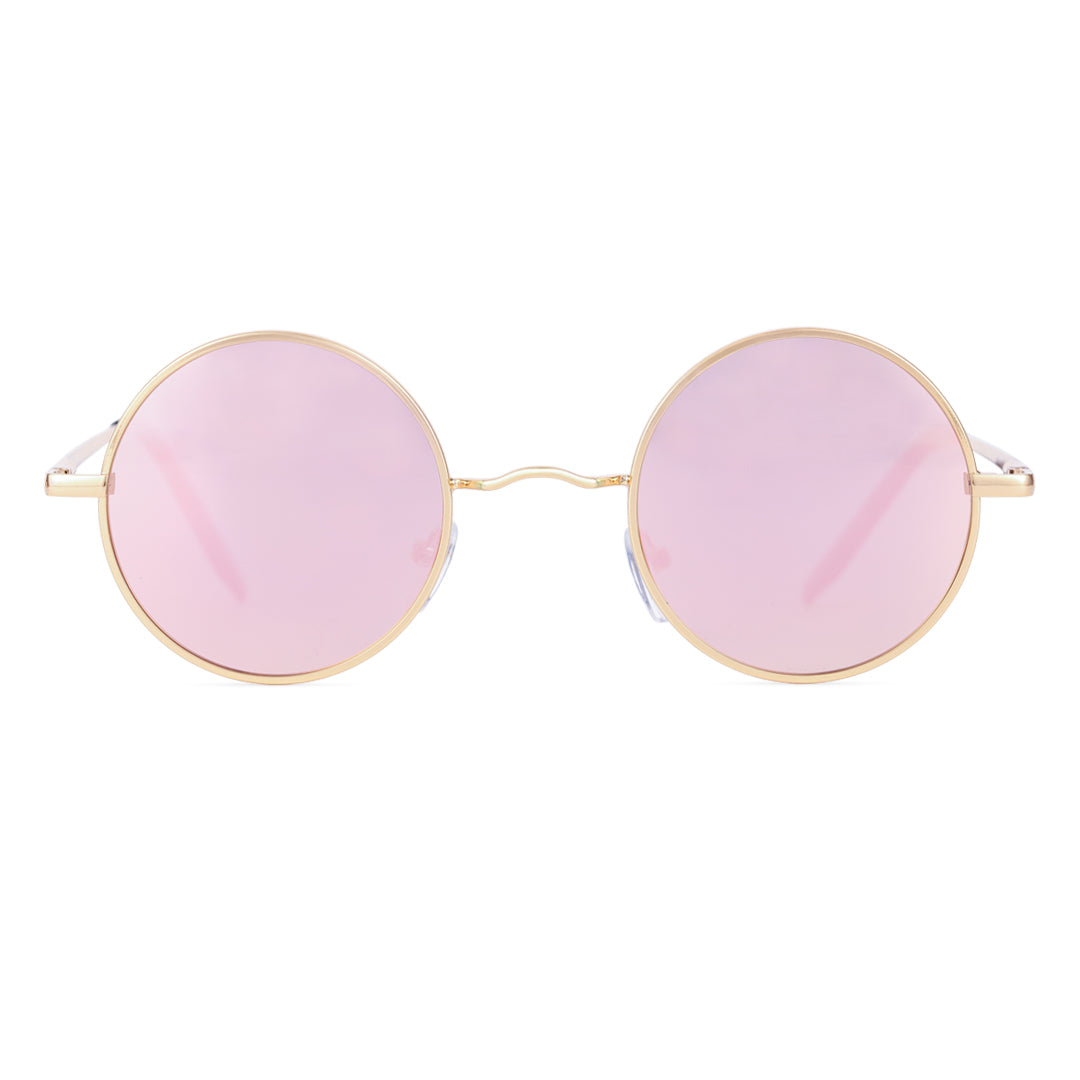 Round rose colored sunglasses on sale