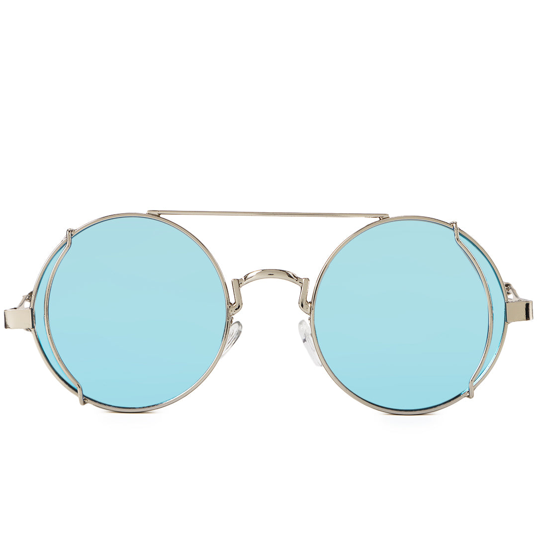 bright blue sunglasses