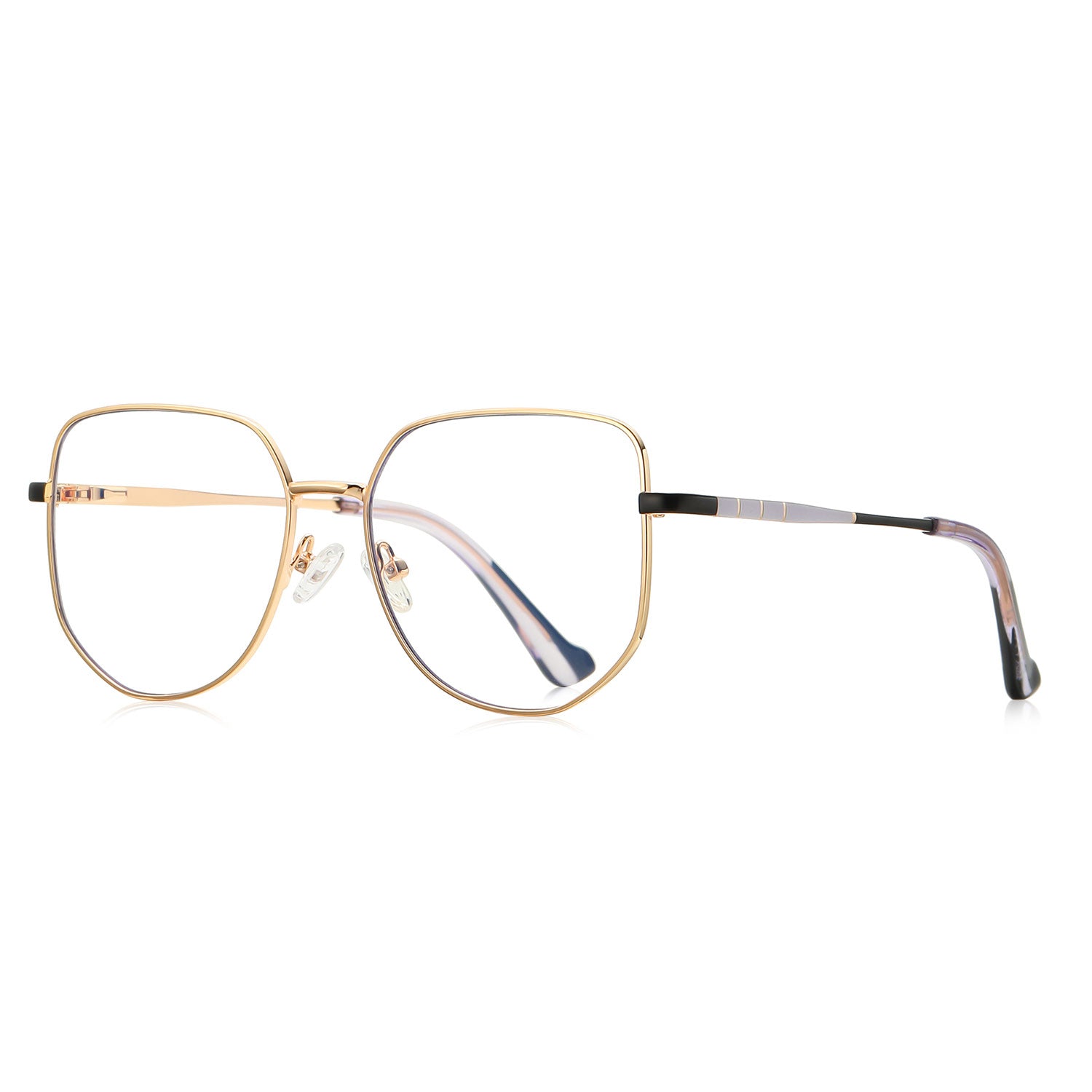 Gray | Geometric/Yellow/Metal - Eyeglasses | ELKLOOK