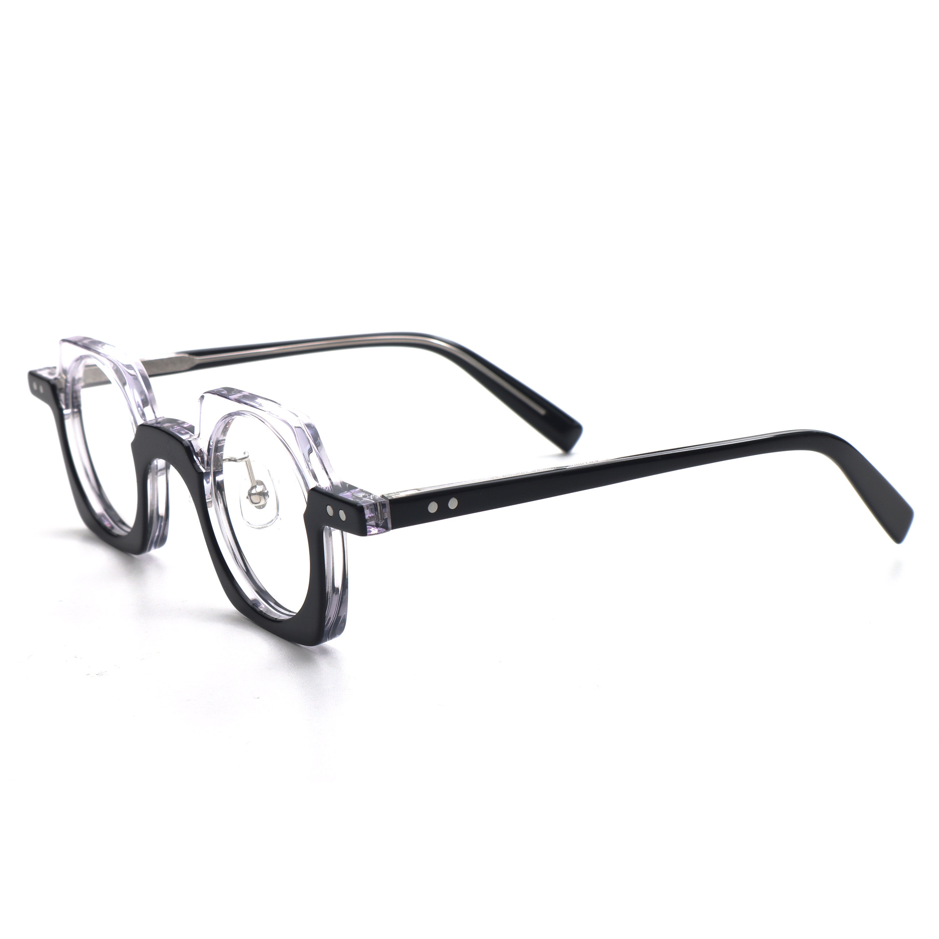 Vintage Small Round Square Eyeglass Frames Full Rim Acetate Glasses clear  lens