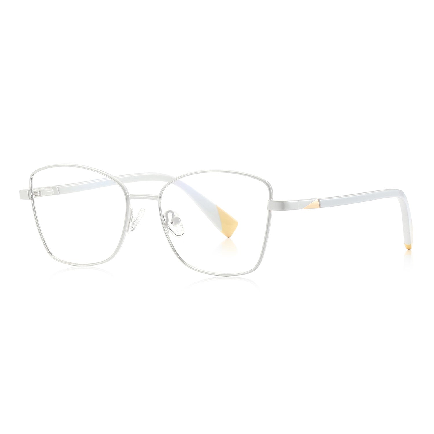 Bade | Rectangle/White/Metal - Eyeglasses | ELKLOOK