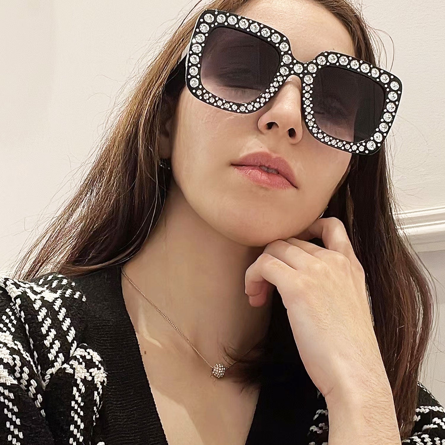 Oversized diamante sale sunglasses